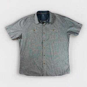 Kuhl 7059 Short Sleeve Button Shirt Mens XL Blue Outdoor